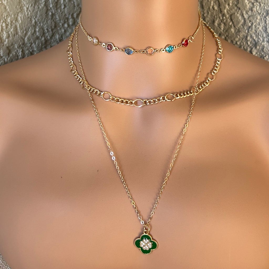 Trending Gold Multi Stranded Statement Necklace 11$